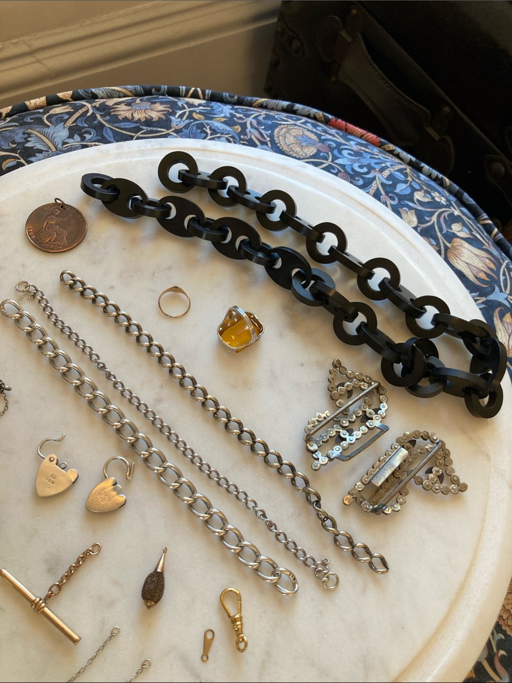 Antique Georgian & Victorian Mourning Jewelry & Hairwork Jewelry Lot - Picture 16 of 16
